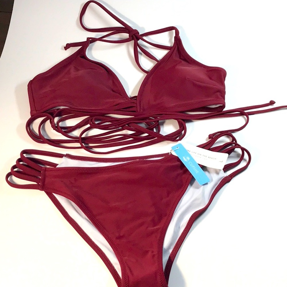 Cupshe maroon two piece bathing suit tags still attached never worn